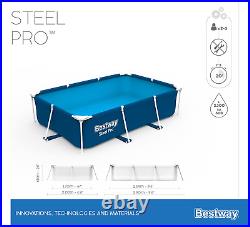 Bestway Steel Pro Swimming Pool Above Ground Rectangle Paddling Pool, 8'6