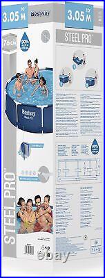 Bestway Steel Pro Swimming Pool Set Above Ground Round Paddling Pool, 10'