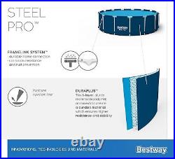 Bestway Steel Pro Swimming Pool Set Above Ground Round Paddling Pool, 10'