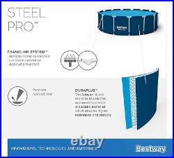 Bestway Steel Pro Swimming Pool Set Above Ground Round Paddling Pool, 10' x