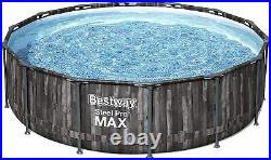 Bestway Swimming Pool 14' x 42 Above Ground Round Steel Pro Max Rustic Wood