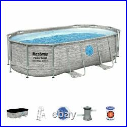 Bestway Swimming Pool Set 18ft x 9 x 48 Oval Power Steel Swim Vista Series Gry