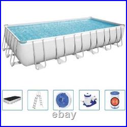 Bestway Swimming Pool Set Above Ground Power Steel Rectangular vidaXL