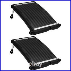 Black Curved Solar Heating Panels for Above-Ground Pools, 72.5x46 cm, 2 pcs