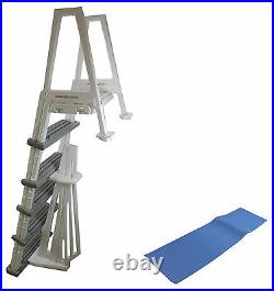 CONFER 6000X Heavy Duty Aboveground In-Pool Swimming Pool Ladder 48-54 + Pad