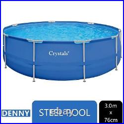 Crystals 10 Foot x 30 Inch Frame Outdoor Above Ground Swimming Pool Steel Blue