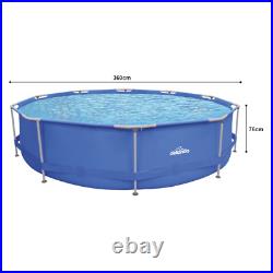 Dellonda Swimming Pool 12ft 360cm Round Steel Frame Above Ground & Filter Pump B