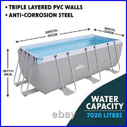 Dellonda Swimming Pool 13ft 400x200cm XL Steel Frame Above Ground & Accessories