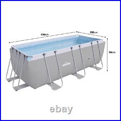Dellonda Swimming Pool 13ft 400x200cm XL Steel Frame Above Ground & Filter Pump