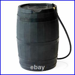 FCMP Outdoor RC45 Rain Barrel with Flat Back for Outdoor Plants & Gardens, Black