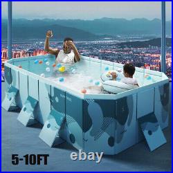Foldable 10FT Rectangular Above Ground Swimming Pool Outdoor Adult Kiddie Pool