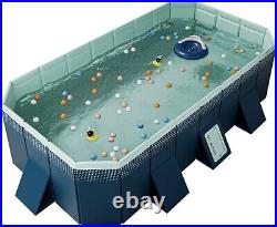 Foldable Rectangular Summer Outdoor Large Pools Non-Inflatable Blue with Supports