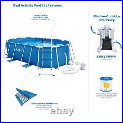 Funsicle 4.24m Oval Activity Pool, Outdoor Above Ground Swimming Pool Blue