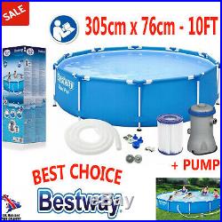 GARDEN SWIMMING POOL 305 cm 10FT Round Frame Above Ground Pool + PUMP SET 6 in 1
