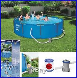 GARDEN SWIMMING POOL 366 cm 12FT Round Frame Above Ground Pool with PUMP SET