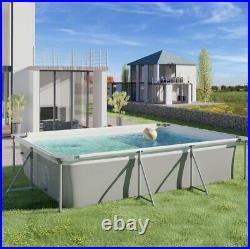 Grey Deluxe Reinforced Swimming pool rectangular with pump 300 x 207 x 70 cm