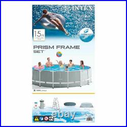 INTEX 26726 Grey 15ft Frame Prism Pool Above Ground 457x122 Ladder Filter Pump
