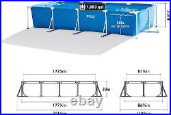 INTEX Rectangular Frame Swimming Pool Set Above Ground, 4.5 X 2.2 X 0.84 M NEW