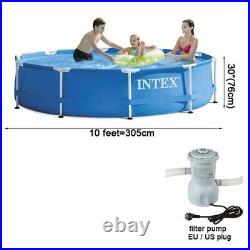 INTEX Round Metal Frame Above Ground Family Swimming Pool Set Pond 30576cm