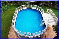 In-Pool Step for Above Ground Pools in White Finish with Adjustable Deck Flanges