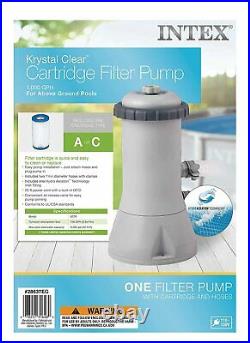 Intex 1000 GPH Krystal Clear Cartridge Filter Pump for Above Ground Pools