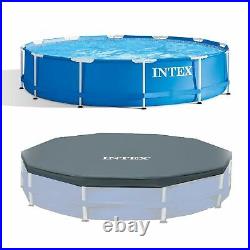 Intex 12 Foot x 30 In. Above Ground Pool & Intex 12 Foot Round Pool Cover