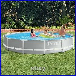 Intex 12ft (3.7m) Round Prism Swimming Pool Above Ground Metal Frame + Filter
