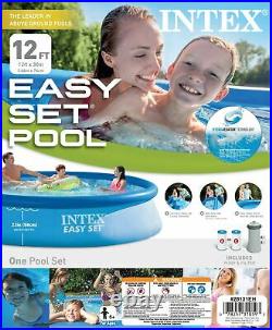 Intex 12ft x 30in Easy Set Inflatable Above Ground Pool with Filter Pump (2 Pack)