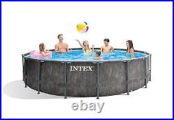 Intex 15ft x 48 Greywood Prism Frame Metal Round Above Ground Swimming Pool