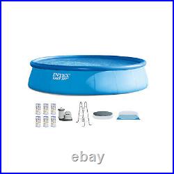 Intex 18' x 48 Inflatable Easy Set Above Ground Pool Set + Filter Cartridge (6)