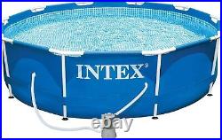 Intex 28202UK 10ft x 30in Above Ground Metal Frame Outdoor Round Swimming