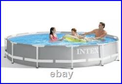 Intex Grey 12ft (3.7m) Round Prism Frame, Above Ground Pool with Filter Pump