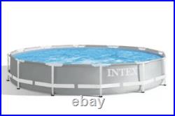 Intex Grey 12ft (3.7m) Round Prism Frame, Above Ground Pool with Filter Pump