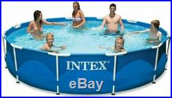 Intex Metal Frame Set Above Ground Swimming Pool+Filter Pump+Deluxe Cover