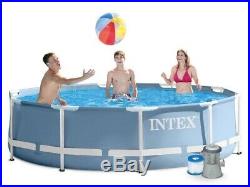 Intex Steel Frame Swimming Pool 10/12ft Set Round Above Ground With Filter Pump