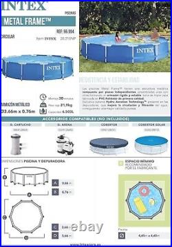 Intex pool metal frame round tubular (ø) 3.66 x (h) 0.76m