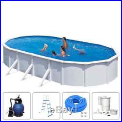KWAD Swimming Pool Set Steely Deluxe Oval 7.3x3.6x1.2m Above Ground Centre