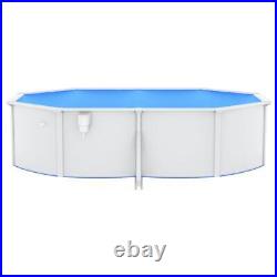 Large Swimming Pool Oval Steel Wall Garden Above Ground 490x360x120 cm White