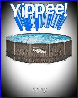 NEW Summer Waves 14ft Rattan Effect Frame Swimming Pool! REDUCED