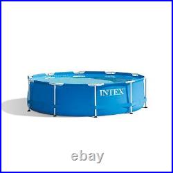 New Intex 10 ft x 30 in Metal Frame Above Ground Swimming Pool with Filter Pump