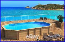 Odyssea Octo+ 840 Octagonal 8.42m x 4.88 Above Ground Wooden Swimming Pool 133cm