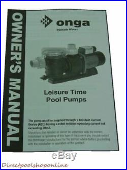 Onga LTP750 Leisure Time Pool Pump 1.00 HP Leisuretime Swimming Pool Pump Spa So