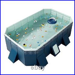 Outdoor Swimming Pool Foldable Adult Kiddie Pool Rectangular Family Above Ground