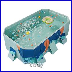 Outdoor Swimming Pool Foldable Adult Kiddie Pool Rectangular Family Above Ground