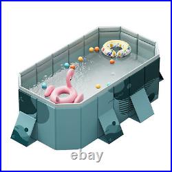 Outdoor Swimming Pool Foldable Adult Kiddie Pool Rectangular Family Above Ground