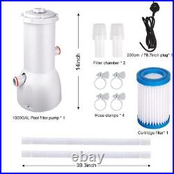 Pool Filter Pump Above Ground, 1000 Gallons Swimming Pool Filter Cartridge