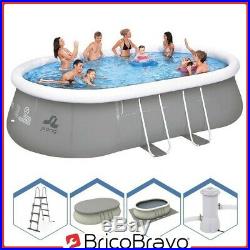 Pool Oval Above-Ground 540x304x106cm with Pump Filter Ladder and Covers 17449eu