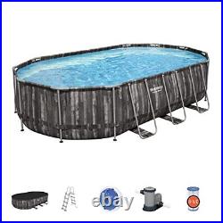 Power Steel Above Ground Pool, with pump and ladder, Oval Wooden design
