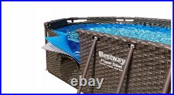 RATTAN PRINT OVAL SWIMMING POOL 14ft x 8.2ft x 39.5in GARDEN ABOVE GROUND