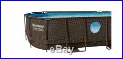RATTAN PRINT OVAL SWIMMING POOL 14ft x 8.2ft x 39.5in GARDEN ABOVE GROUND
